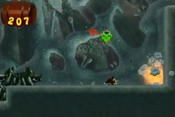 A segment of the stage preceding Ghastly King in Donkey Kong Jungle Beat.