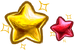 Artwork of two Yoshi Stars, from Yoshi's New Island.