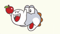 A Boo steals an apple from Yoshi in Hello, Yoshi!