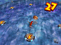 A setup for a Golden Banana for Diddy Kong in Crystal Caves.