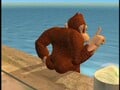 Donkey Kong sitting on a pier