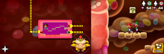 Sixth block in Flab Zone of Mario & Luigi: Bowser's Inside Story + Bowser Jr.'s Journey.