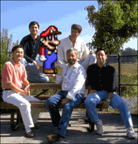 Group shot of some of The Software Toolworks' developers (notably Don Lloyd) in the PC release of Mario's Time Machine
