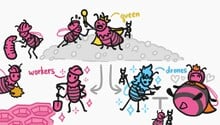Drawing of a bee based on Honey Queen