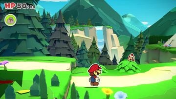 A Toad in need of rescue in Whispering Woods in Paper Mario: The Origami King, the first of 416 Toads to be found and rescued