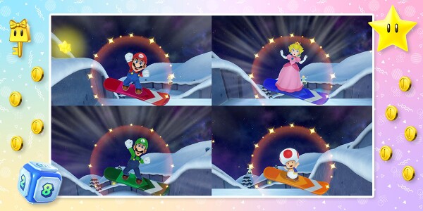 Banner from an opinion poll on snow minigames from Super Mario Party Jamboree for the Nintendo Switch