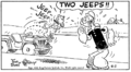 This cartoon acknowledged that the term "jeep" comes from the fictional animal.
