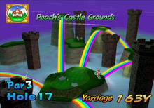 Hole 17 of Peach's Castle Grounds from Mario Golf: Toadstool Tour