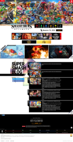 A screenshot of the full Super Smash Bros. Ultimate homepage.