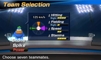 Stone Spike's stats in the baseball portion of Mario Sports Superstars