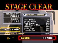 The Stage Clear screen after completing a match.