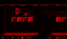 Screenshot of Wario with a Thorny Fish, from Virtual Boy Wario Land.