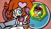 Penny receiving a phone call from Dr. Crygor