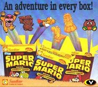 Advertisement for Super Mario World themed cookies from Sunshine Biscuits.