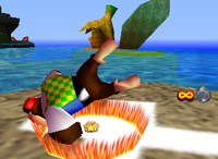 A setup for a Golden Banana for Chunky Kong on DK Isles.