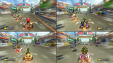 Mario, Luigi, Yoshi and Bowser in a four-players race in GCN Yoshi Circuit