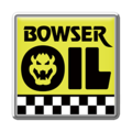 A Bowser Oil badge from Mario Kart Tour
