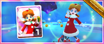 Daisy (Holiday Cheer) from the Spotlight Shop in the 2022 Holiday Tour in Mario Kart Tour
