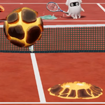 A small volcano spitting out a boulder, from Mario Tennis Fever