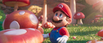 Mario gazing up at the mushrooms