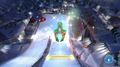 Sonic competing in ski jumping.
