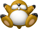 Artwork of Monty Mole from Mario Super Sluggers (also used in Mario Kart Tour, New Super Mario Bros. Wii, and Super Mario Party)