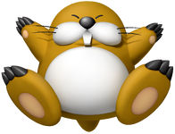 Artwork of Monty Mole from Mario Super Sluggers (also used in Mario Kart Tour, New Super Mario Bros. Wii, and Super Mario Party)