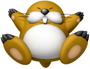 Artwork of Monty Mole from Mario Super Sluggers (also used in Mario Kart Tour and Super Mario Party)
