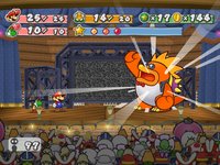 Macho Grubba charges himself up during his fight with Mario.