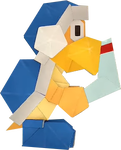 An origami Boomerang Bro from Paper Mario: The Origami King.