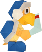 An origami Boomerang Bro from Paper Mario: The Origami King.