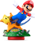 An amiibo figure of Mario using a Launch Star near a Luma
