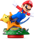 An amiibo figure of Mario using a Launch Star near a Luma