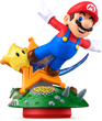 An amiibo figure of Mario using a Launch Star near a Luma