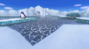 View of N64 Sherbet Land in Mario Kart Wii