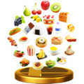 Super Smash Bros. for Wii U trophy of Food, onigiri can be seen near the middle