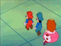 The gray screen that appears when Mario and his friends see the Doomship