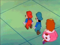 The Gray Screen appearing when Mario, Luigi, Toad, and Princess Toadstool see Koopa's doomship.