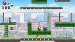 Screenshot of Mario Toy Company level 1-4 from the Nintendo Switch version of Mario vs. Donkey Kong