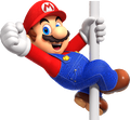 Mario sliding down a Flagpole (2025 variant)*