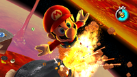 Early photo of the volcano in Melty Molten Galaxy of Super Mario Galaxy