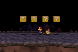 First, second, third and fourth ? Blocks in Mt. Lavalava of Paper Mario.
