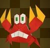 A red origami Sidestepper from Paper Mario: The Origami King.