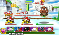 Screenshot of World 6-4, from Puzzle & Dragons: Super Mario Bros. Edition.