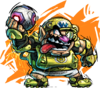 Wario character sticker for the Mario Strikers: Battle League trophy in the Trophy Creator application