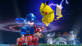 Mega Man fighting Pikachu in Wily Castle