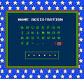 The name registration screen