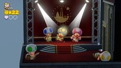 The Toad Brigade in the new New Donk City level in the Nintendo Switch version of Captain Toad: Treasure Tracker.