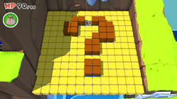 A grid of ? Blocks, the centerpiece of ? Island in Paper Mario: The Origami King.