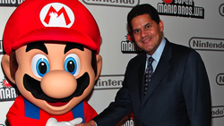 Reggie Fils-Aime at a New Super Mario Bros. Wii promotional event